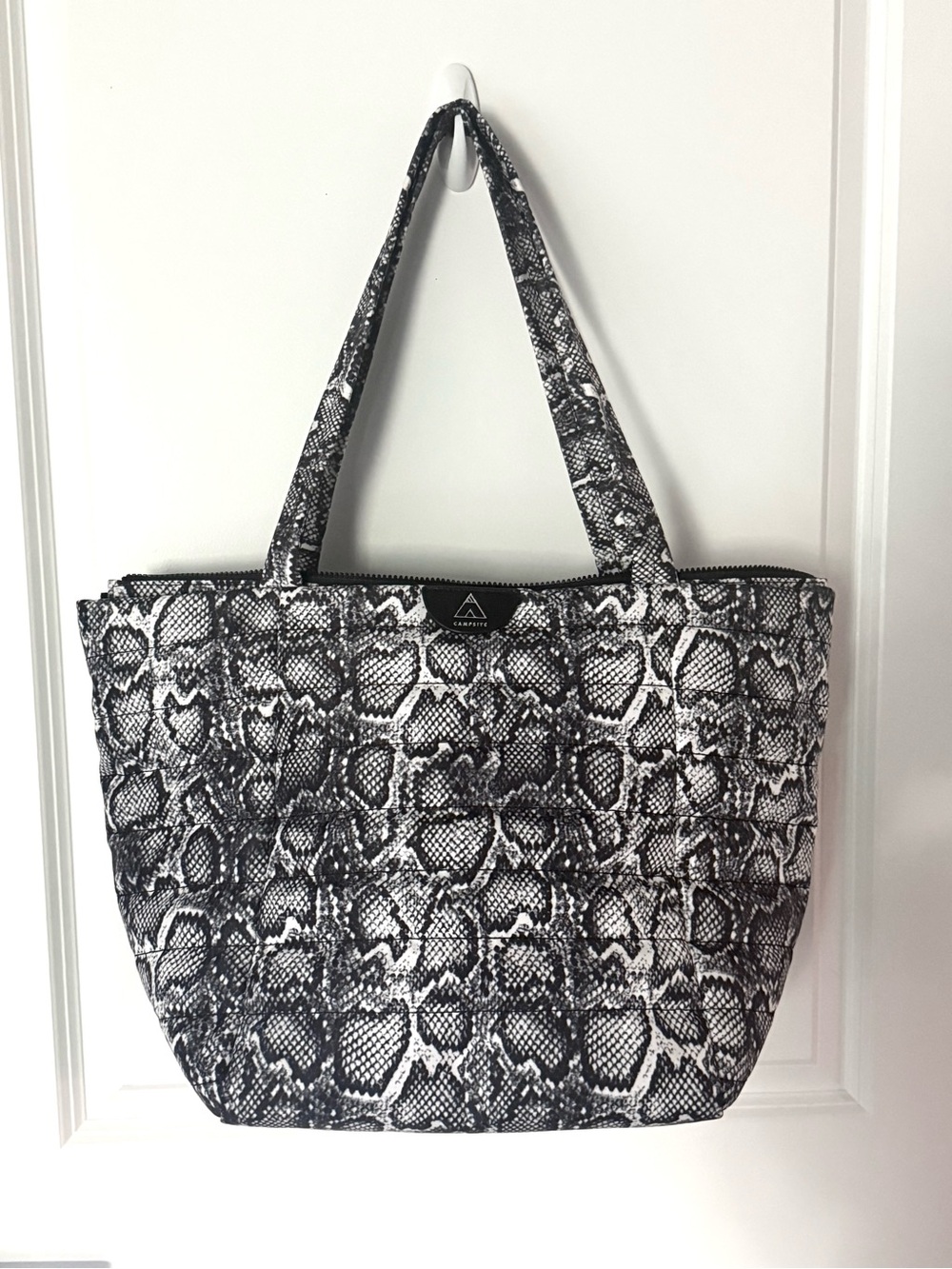 Black & White Snake-Print Tote Bag by Campsite